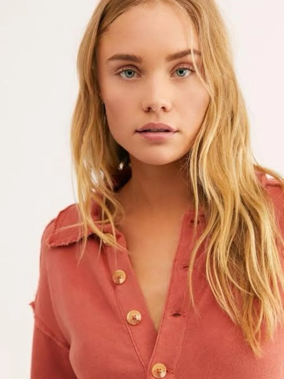FREE PEOPLE Sz S ON MY WAY POLO PULLOVER DRESS IN CORAL